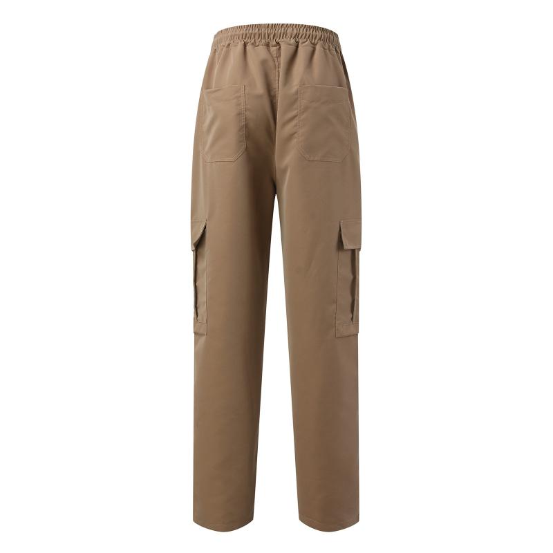 Spring And Autumn New Trendy Solid Color Men's Overalls Loose Straight Casual Trousers Men's Overalls Pocket Pants Large Size