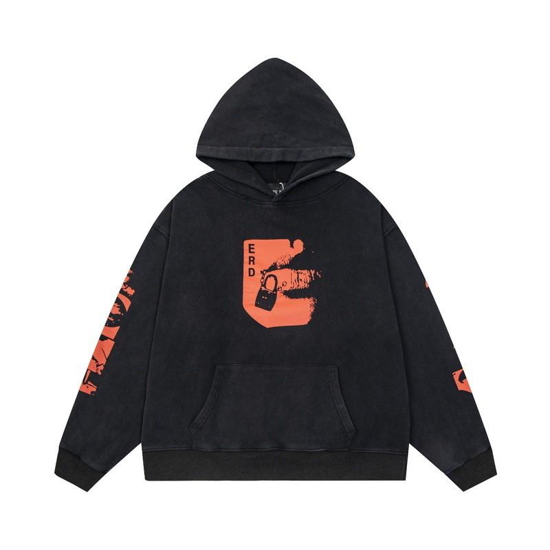 Mens Oversized Streetwear Hoodie With Distressed Zipper Graphic Print Cotton Long Sleeve Pullover Casual Wear
