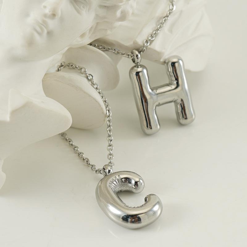Durable And Polished Stainless Steel Alphabet Pendant Necklace