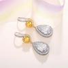 Luxury Big Water Drop Cubic Zirconia Dangle Earrings For Women Two-Tone Yellow Heart Elegant Wedding Party Jewelry