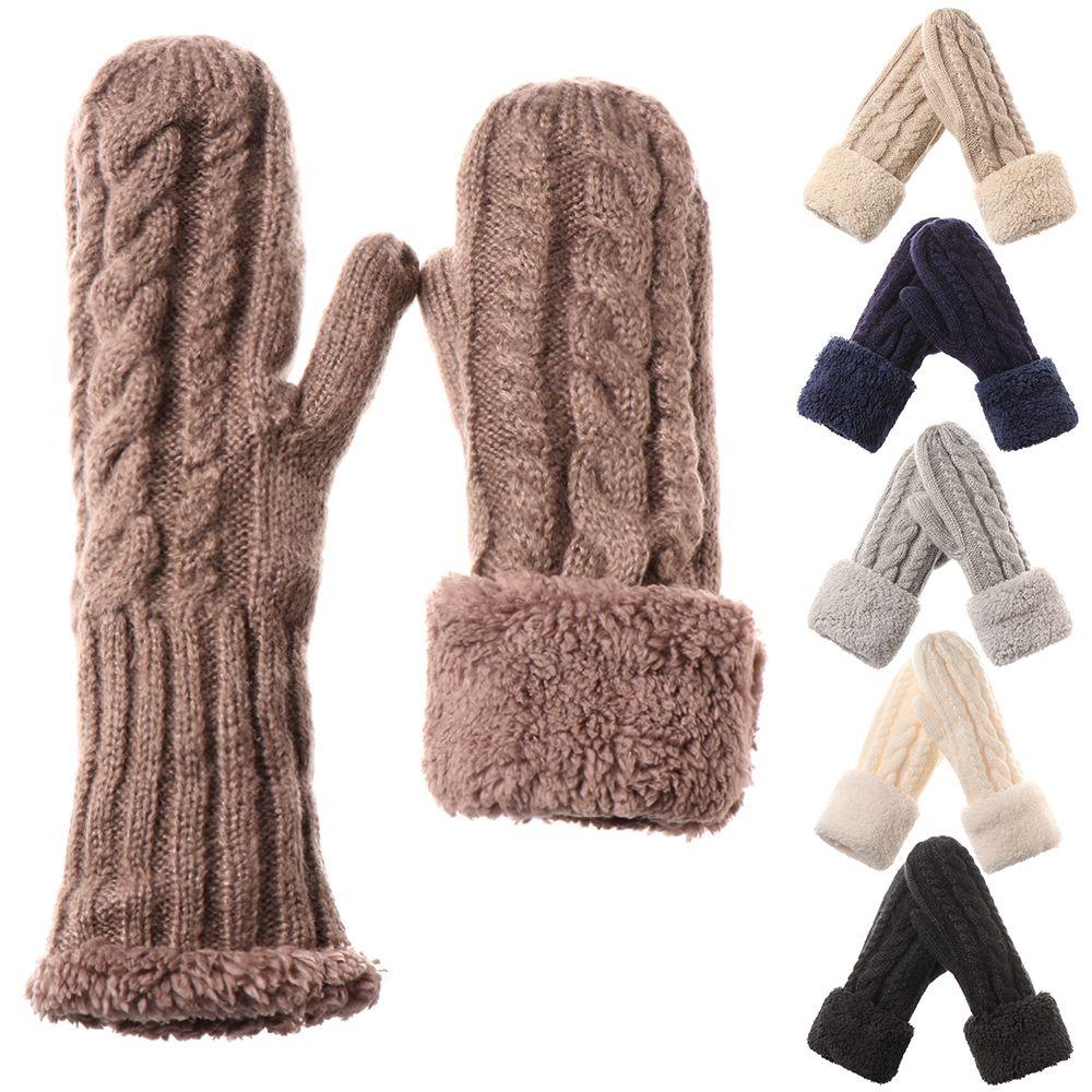 Fashion Twist Flowers Thickening Knitting Wool Female Guantes Full Finger Gloves Women Mittens