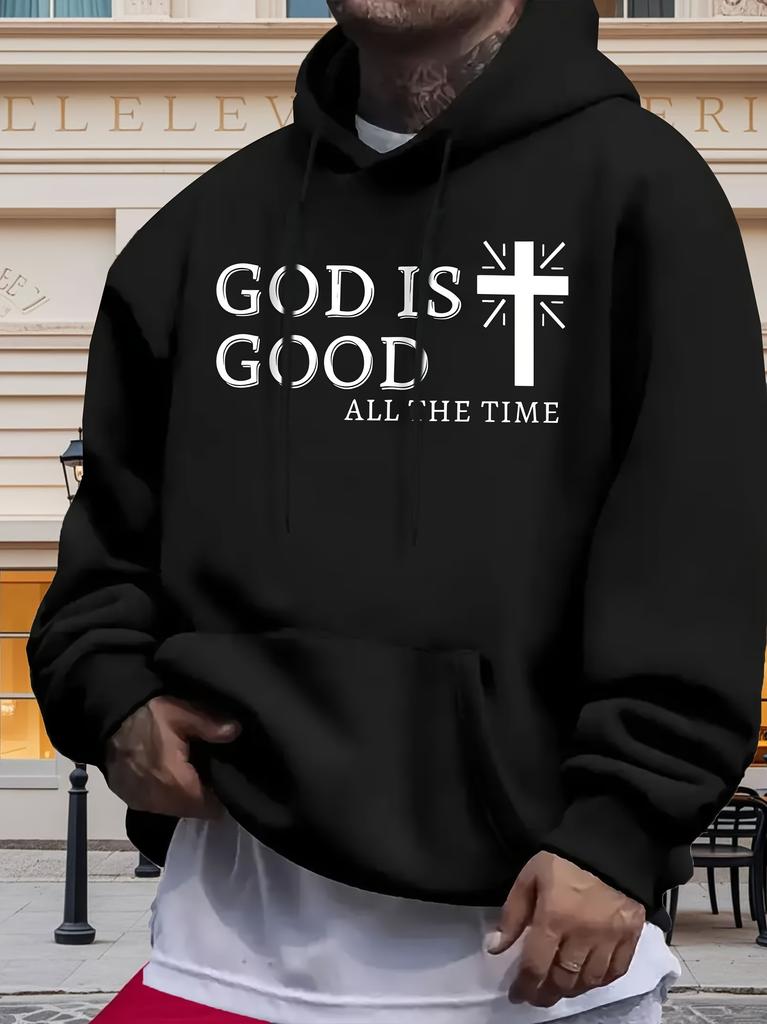 Casual Print Fleece Hoodie