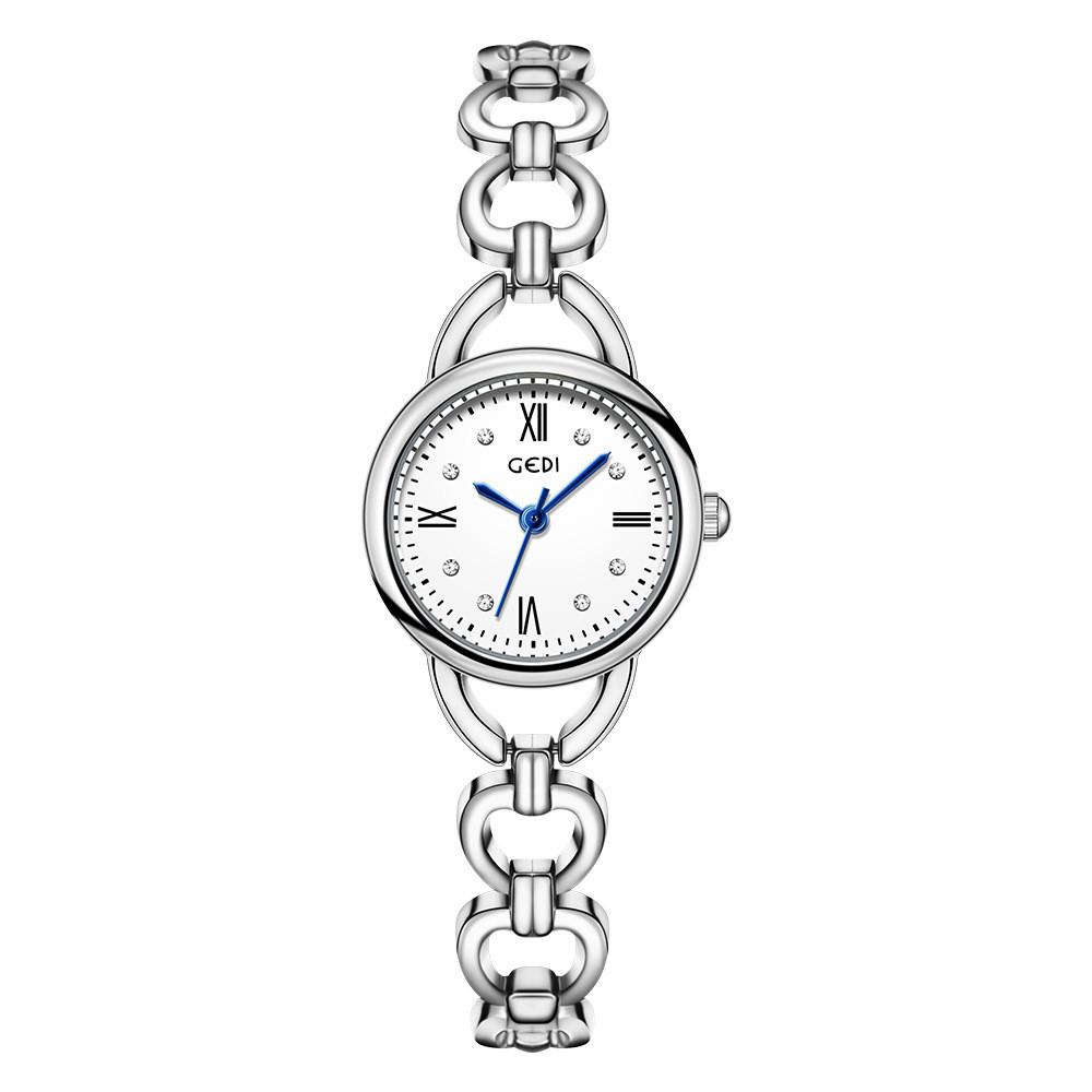 

Gedi Ladies Waterproof Quartz Watch With Silver Alloy Band For Fashionable Women білий