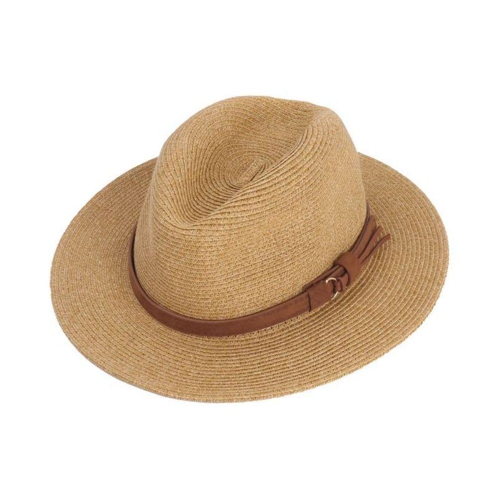 UV Protection Beach Panama Hat Wide Brim Fedora Sun Hat Summer Woven Hat