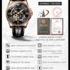 OUPINKE 3222 Original Luxury Men Watch Leather Strap 3D Hollow Chronograph Sapphire Top Brand All Automatic Men Mechanical Watch