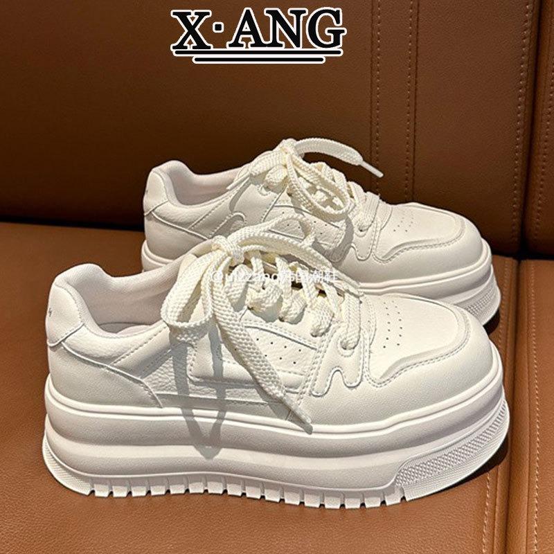 Cowhide Version Muffin Thick Sole Heightening Little White Shoes Children Spring and Summer New Women's Board Shoes Casual Sports Shoes