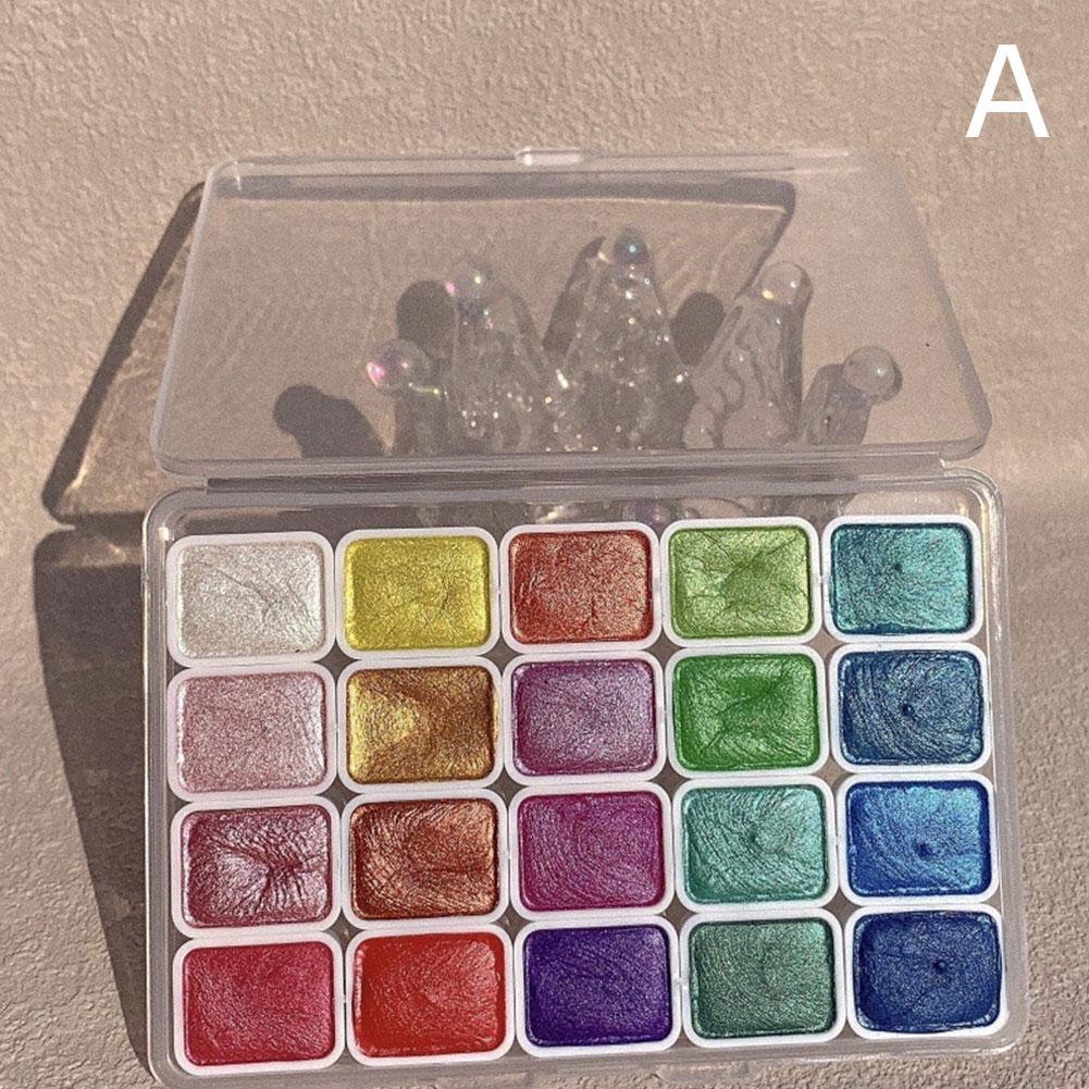 20 Colors Pearlescent Watercolor Set Metallic Watercolor Paint Set Sparkle Pearlescent Watercolor For Artists Students