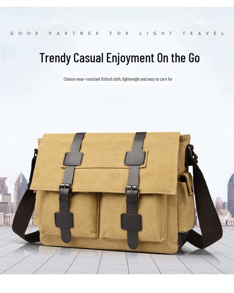 Pánská retro plátěná taška přes rameno v korejském stylu - Ležérní a praktická crossbody pro studenty