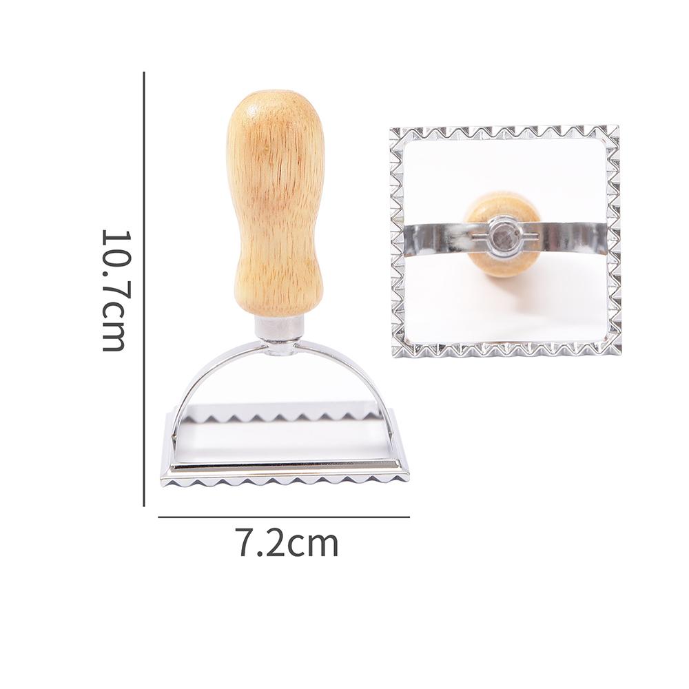 Cutter Stamp Set - Press Stamp with Reading Dough Cutter and Wooden Handle for Ravioli Maker Pasta Cutter Pasta