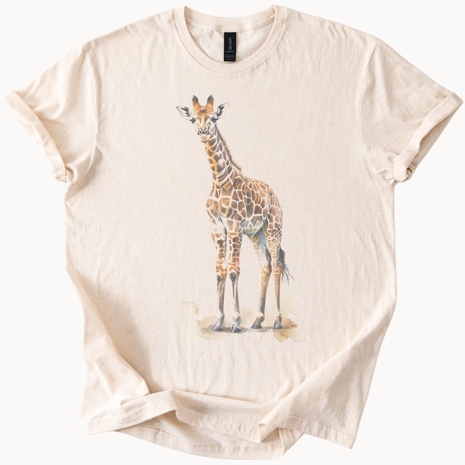 Watercolor Baby Giraffe Graphic Shirt Safari Wildlife Tshirt 150
