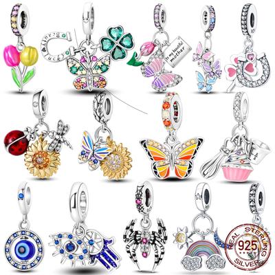 Colorful Zircon Butterfly Magic Spider Dangle Copper Blue Eye Palms Charms Beads Accessories Bracelets Necklace Diy Jewelry