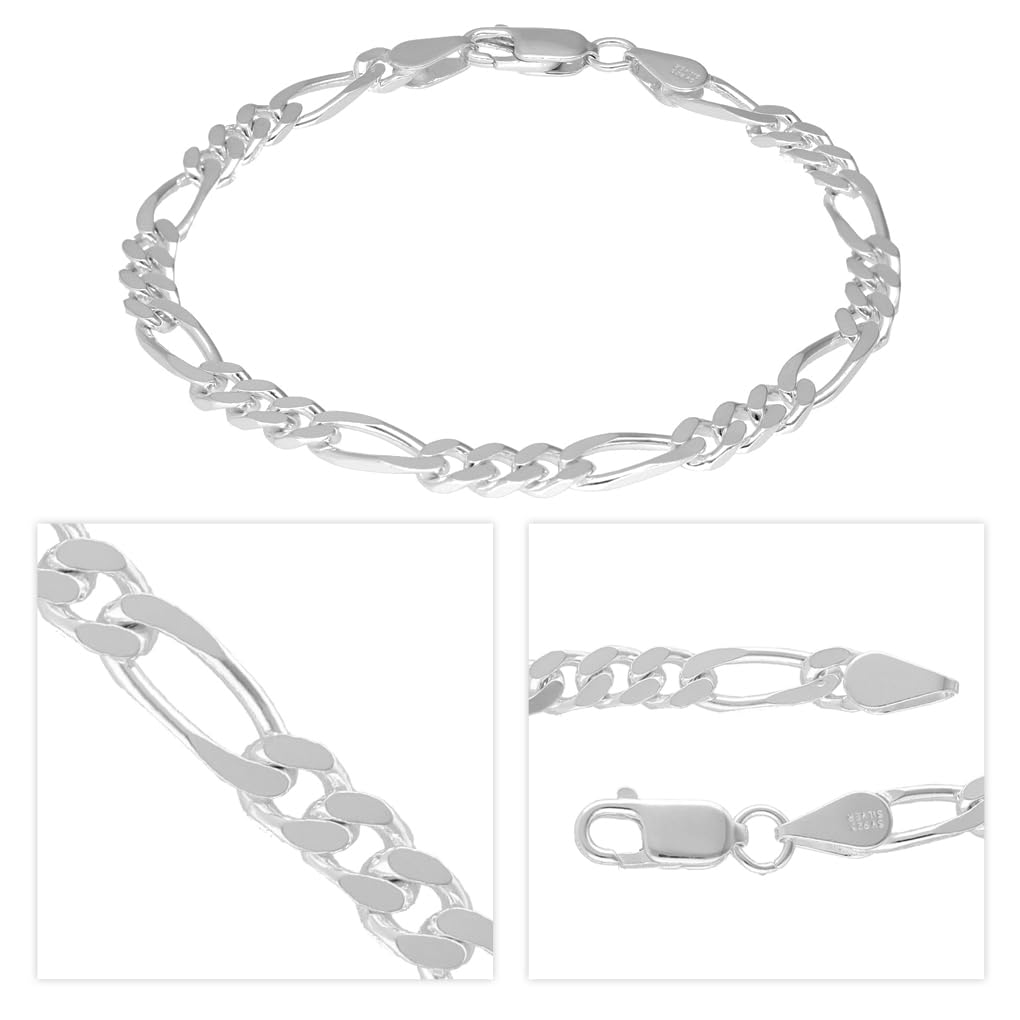 Gin no Figaro Chain Wide Pair Bracelets and Sterling Silver 925 Chain and Simple Cool Matching Set [Shinjuku Kura] 5.0mm (17cm 20cm) Men's Women's