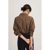 Camisa Feminina Estilo Francês Primavera Outono Nova Marrom Manga Longa Moda Design Top Solto