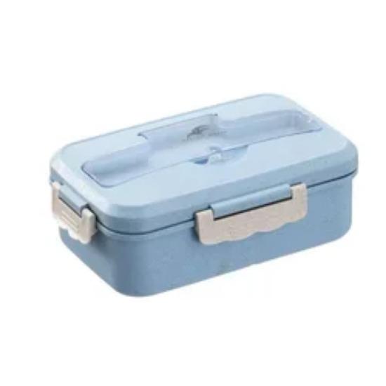 Microwave Lunch Box with Spoon Chopsticks Wheat Straw Dinnerware Food Storage Container Children Kids School Office Bento Box