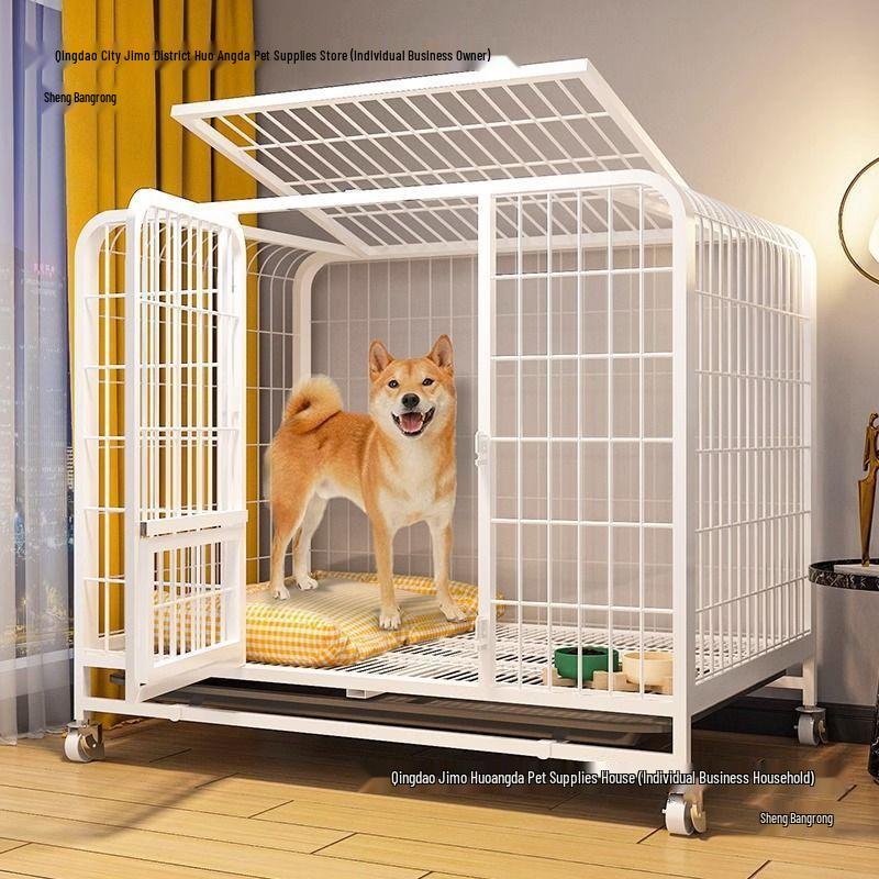 Medium/Large Indoor Dog Cage with Integrated Toilet for Shiba Inu & Corgi
