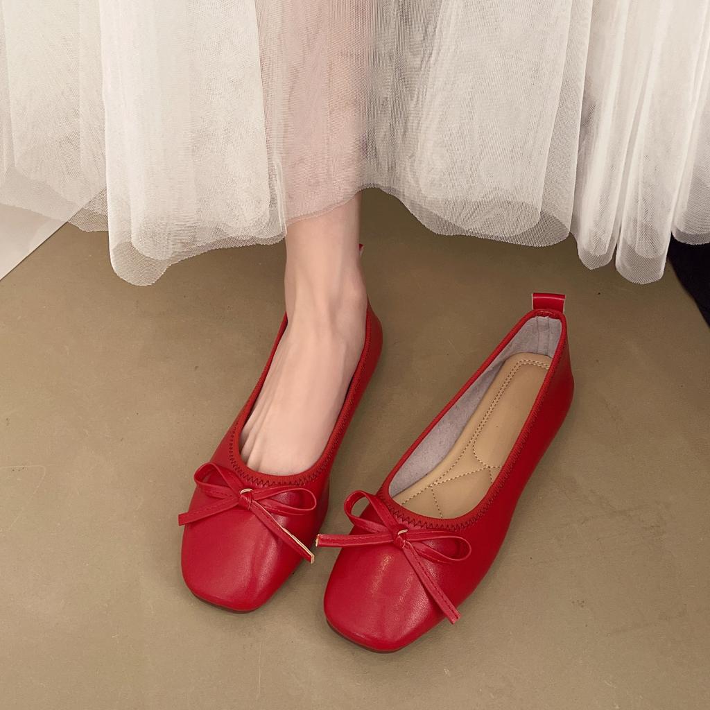 Large size single shoes women's 41 to 43 French soft-soled Doudou shoes flat-soled gentle evening shoes one pedal shallow mouth ladyshoes