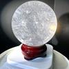 Used Crystal quartz round ball approx. 99.8mm Unique item with pedestal Natural stone figurine