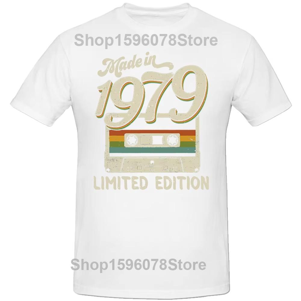 

Made in 1979 Limited Edition 45th Birthday Cassette Tape T Shirts Summer Graphic Streetwear Short Sleeve T-shirt Men M белый
