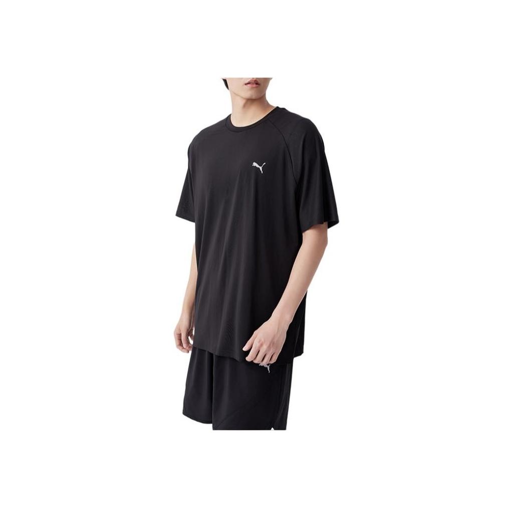 Puma Active Ess Logo Breathable Mesh Splicing Comfortable Casual Sports Crew Neck Short Sleeve T-Shirt Men Tops Black 847187-01