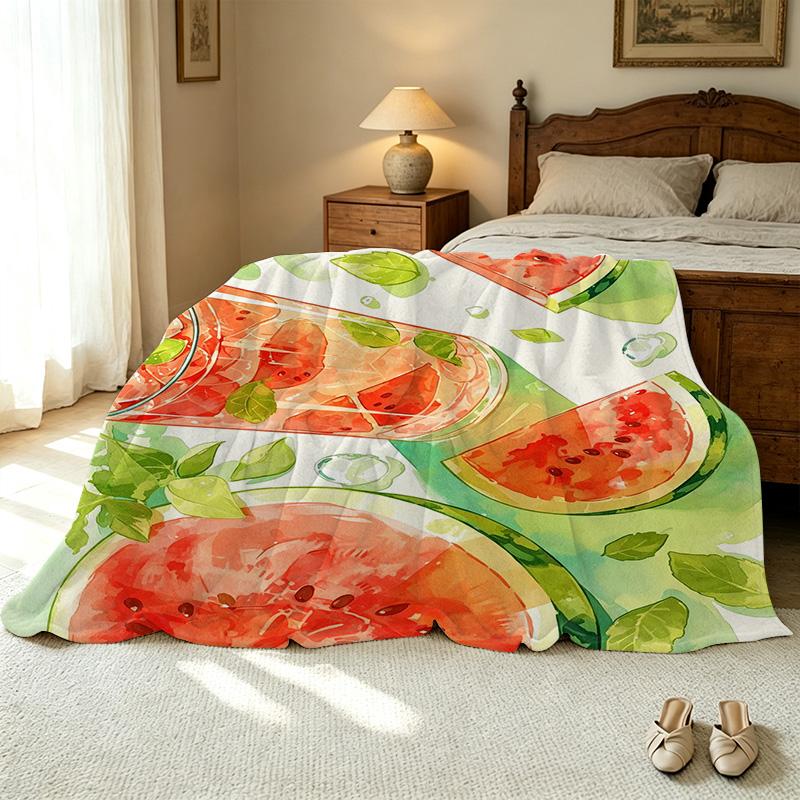 Watermelon Series Flannel Blanket Thick, Soft & Warm, Ideal for Home, Office Naps, Guest Rooms, Single Use, Great for Christmas & Halloween