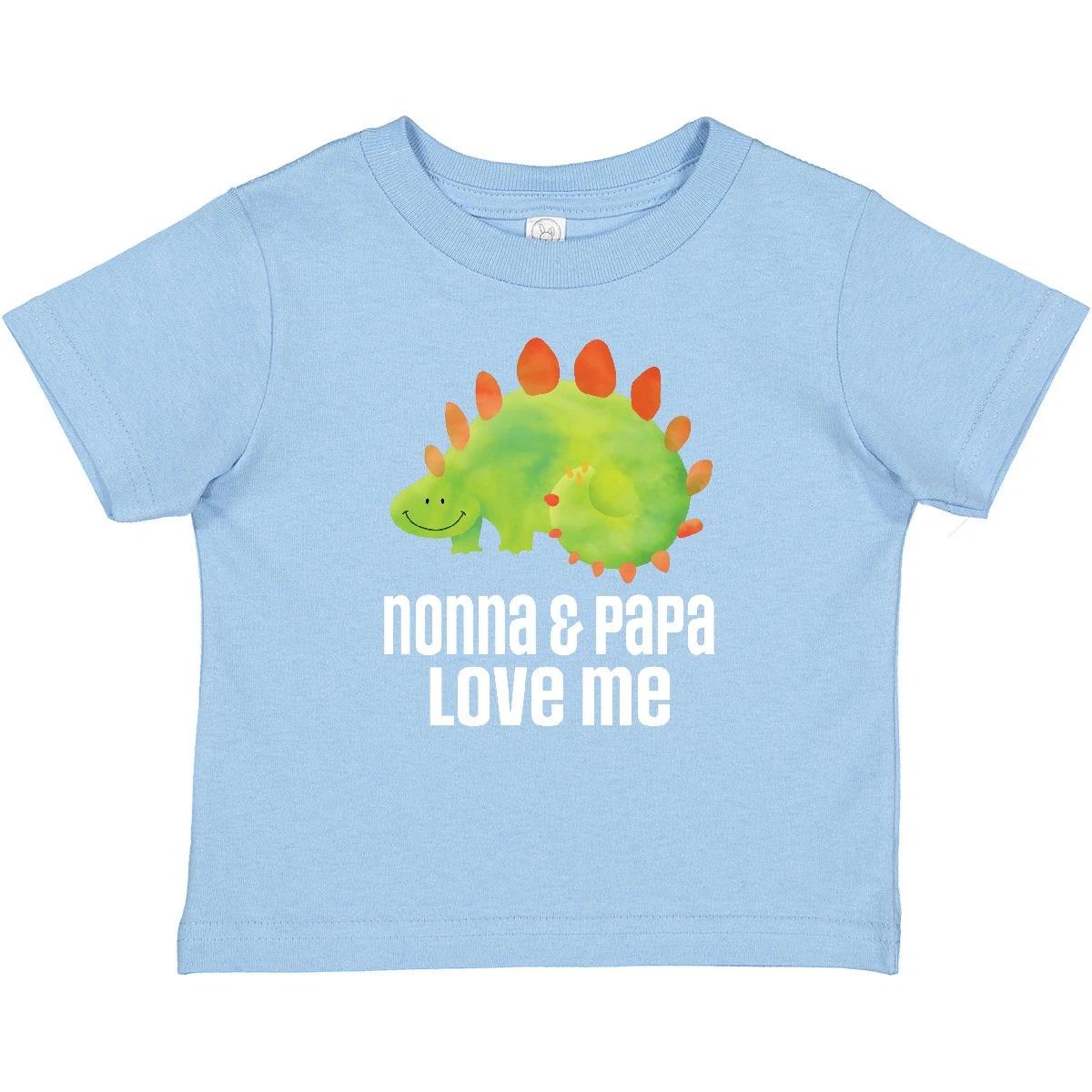 Inktastic Nonna And Papa Love Me Boys Grandchild Dinosaur Baby T-Shirt Childs 130