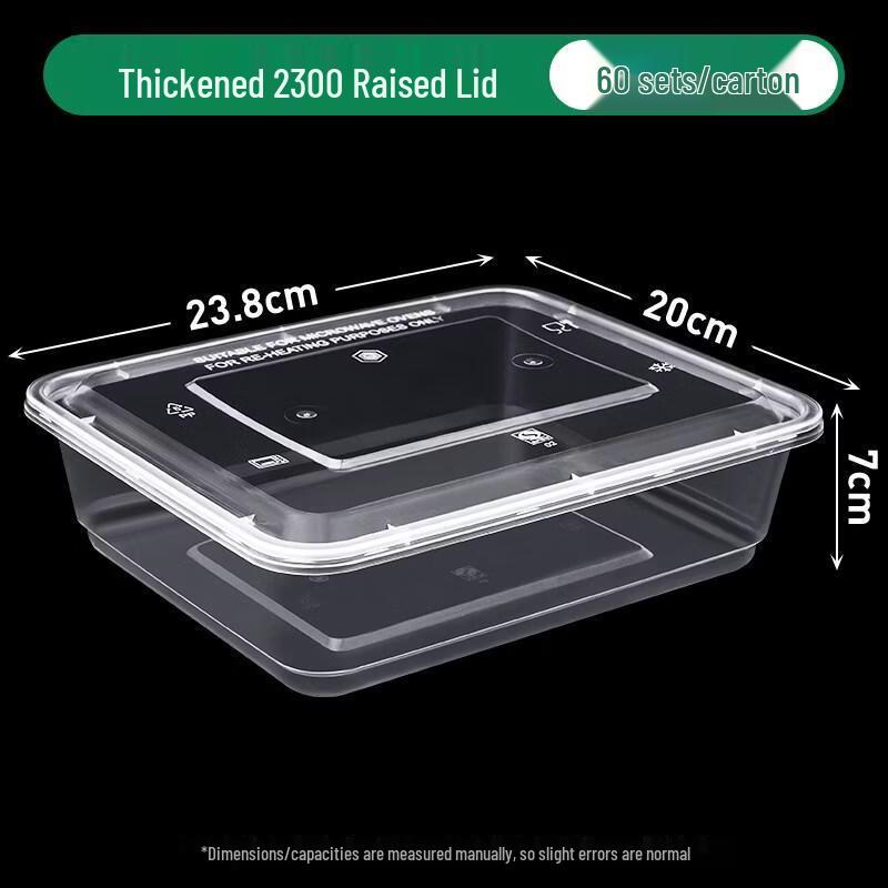 ZLIII 2300ml Disposable Rectangular Transparent Food Containers