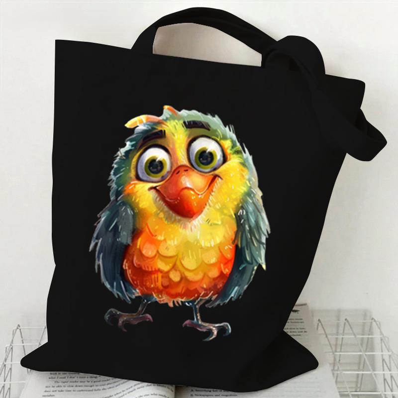 

Сумка через плечо с принтом акварельных животных Birde Женская мода Мультяшная сова Холщовая сумка-тоут Смешные женские сумки Harajuku Birde в стиле аниме