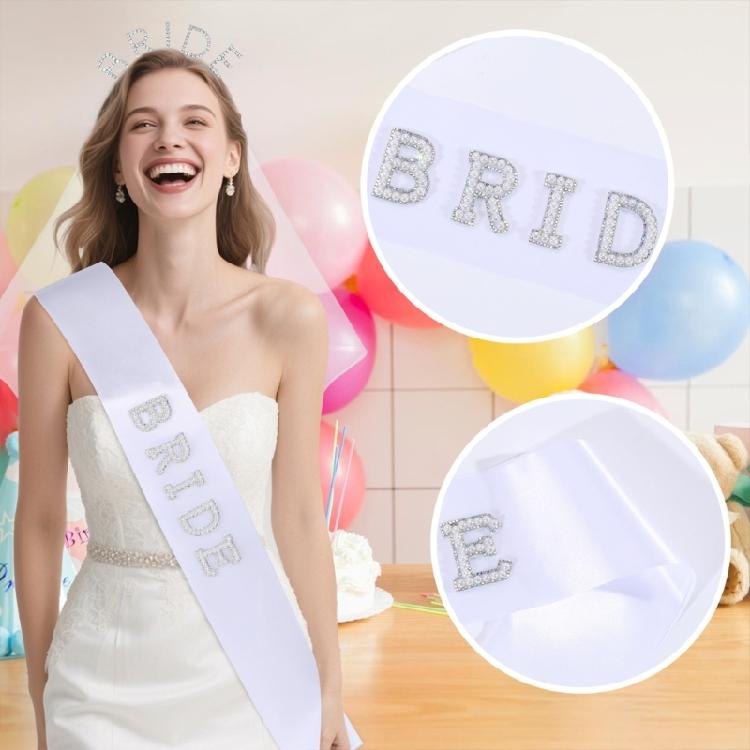 Wedding Day Set Rhinestones Hair Ornament Bridal Veil With Adjustable Shoulder Fasteners