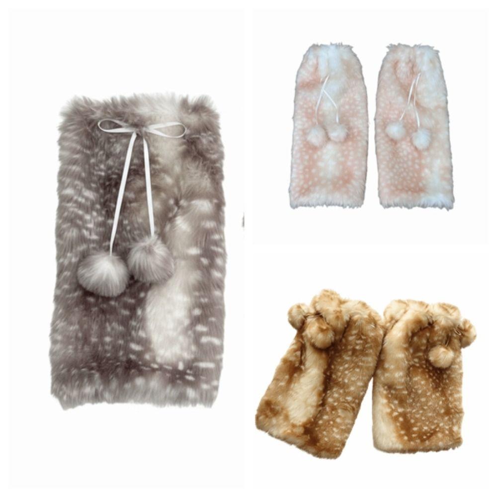 Y2k Furry Leg Warmers Fawn Dot Long Stockings Vintage Plush Leg Coverings  Accessories