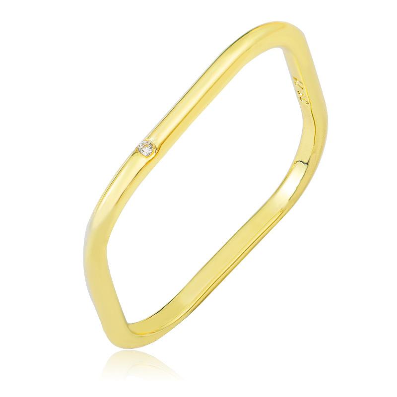 

New Fashionable Personalized Hot Selling Square Plain Circle Zircon Water Diamond Small Square Joint Ring Small Wedding Ring золотий