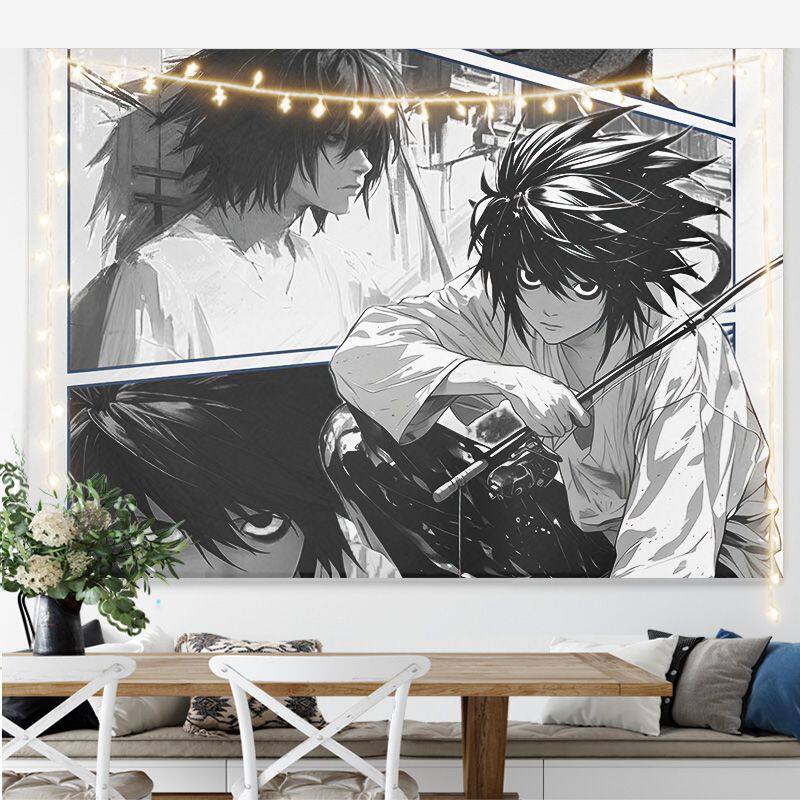 New Hot Japanese Anime Death Note Print Tapestry Wall Hanging Poster Bedroom Backdrop Wall Art Home Decor