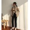 2022 Autumn Winter Jeans Korean stytle Women High Waist Jean Retro Design Slim Flare Denim Trousers Elegant Harajuku All-match