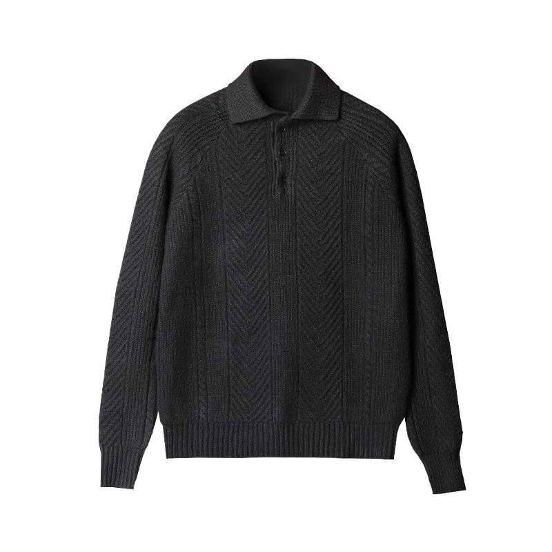 Men's Casual Lapel Polo: Thick, Warm, and Fashionable Slim Fit Autumn/Winter Sweater