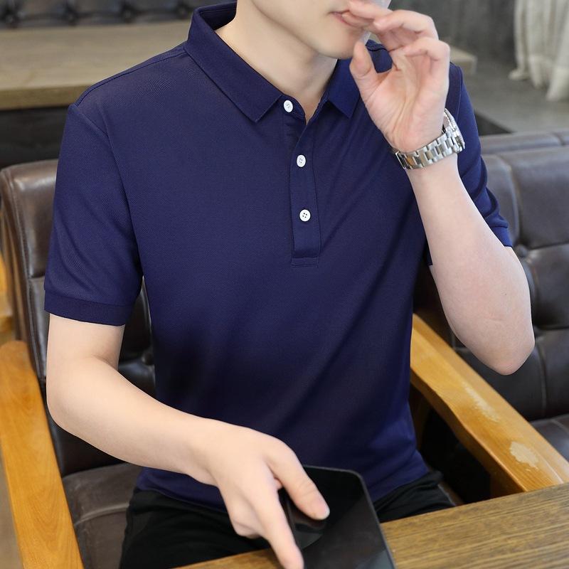 Ice Silk Short Sleeve Men'S T-Shirt Polo Shirt New Casual Shirt Men'S Group Lapel T-Shirt Workwear