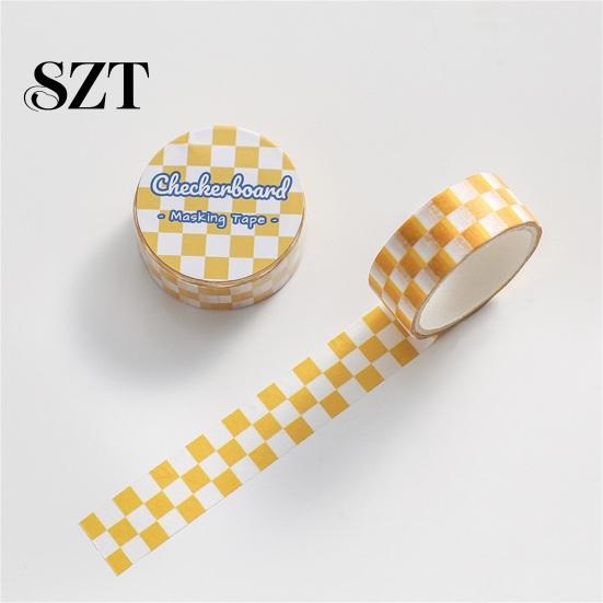 Scrapbooking 1 Rulou Bandă Washi Lipicios Adeziv Imprimare Clară Demontabil Mascare Rezistent la Decolorare Model Șah Hârtie pentru Copii Colorat