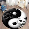 HD Yin Yang Cat Rug: Perfect for Peaceful Spaces Round Carpet for Home Sofa Bedroom, Gift Mat for Kids and Adults