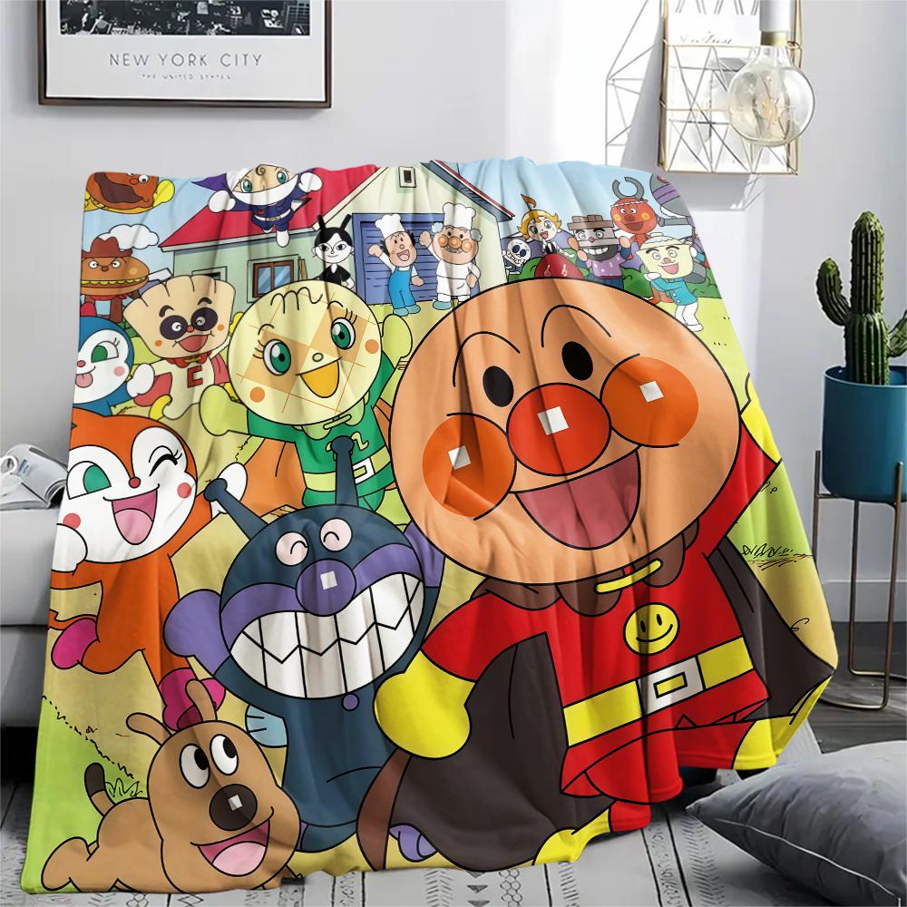 1PC Anpanman Print Flannel Blanket, High quality All Seasons, Home Decor, Warmth and Comfort, Perfect for Christmas Gifts