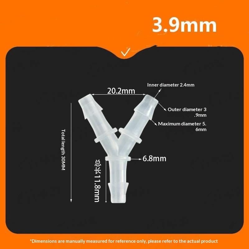 Y-Shaped Three-Way Connector Tee Joint 1.6~6.4Mmwater Divider Polypropylene Pp Plastic Gas Oil Aquarium Hose Pagoda Joint