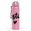 1PC Besties Simple Black Text Print 750ml Color Plastic Sports Water Bottle Leakproof Flip Straw Lid Suitable for Sports Office Home Use