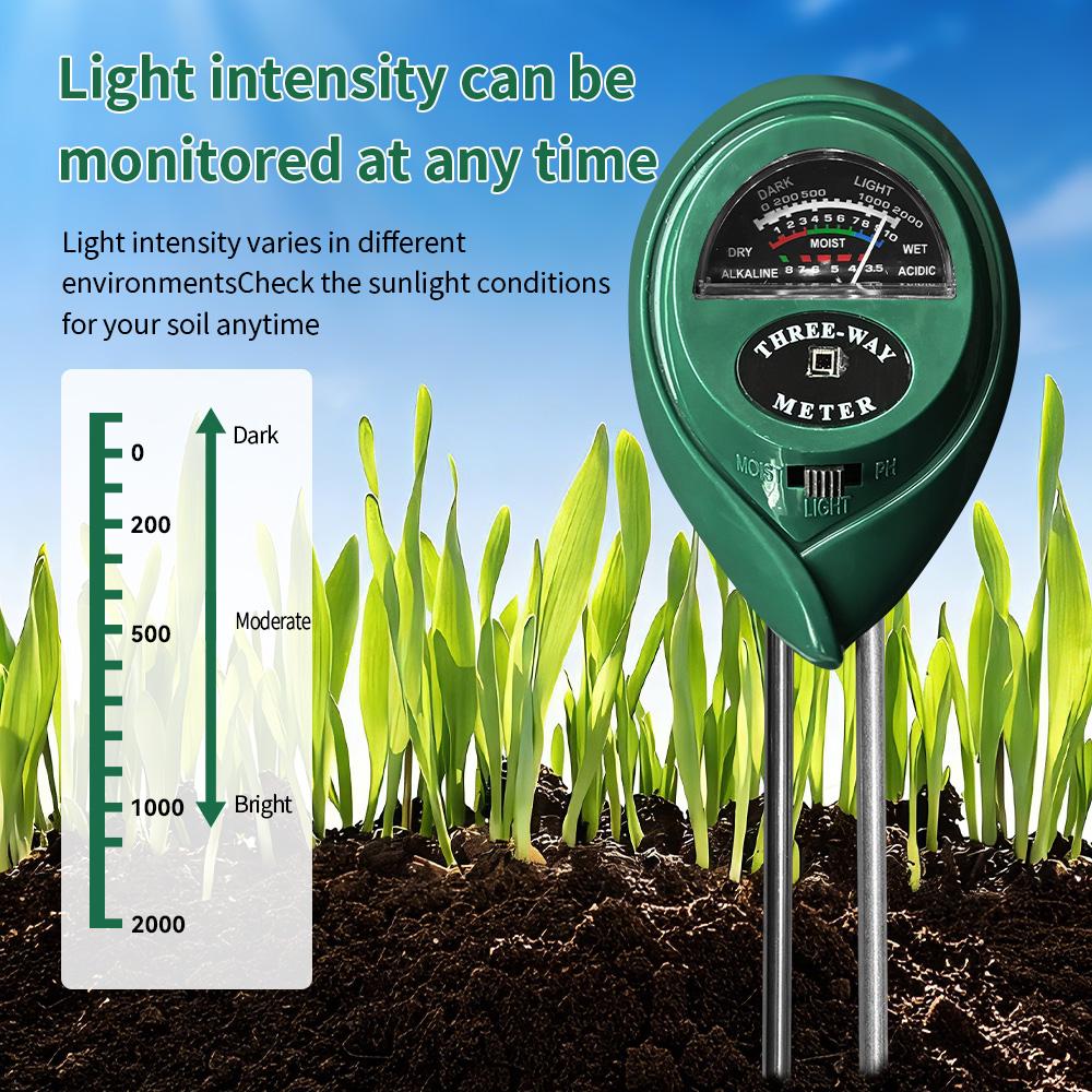 Cost-Effective 3-in-1 PH/Moist/Sunlight Dual-rod Soil Tester for Home Use Agriculture Farming