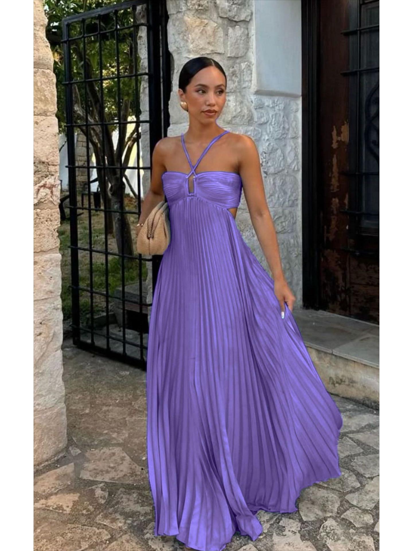 

Европейское и американское летнее однотонное плиссированное платье-бандо - Юбилейное издание к 25-летию Large