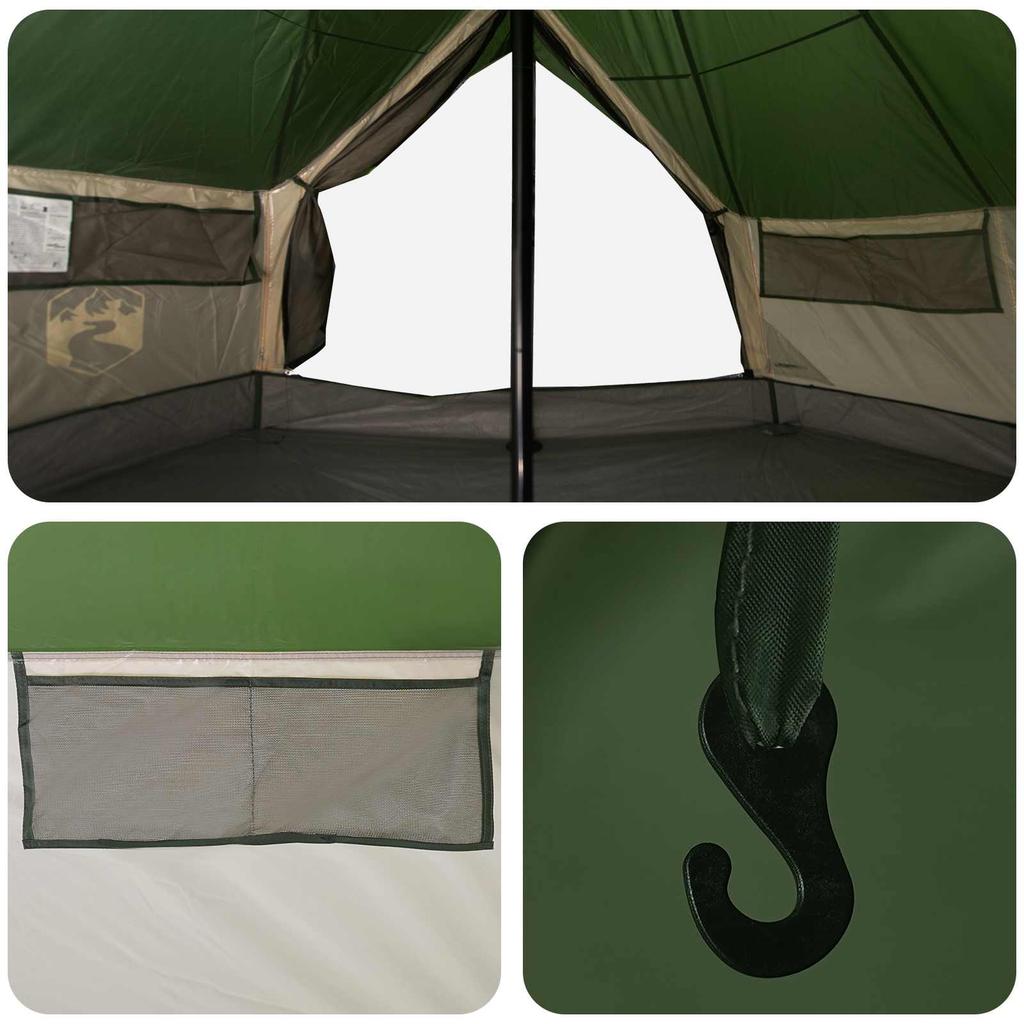 Tipi Tent with Roof Green 800 x 800 x 430 cm Polyester and Steel