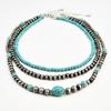 Handmade Turquoise Necklace Set Women Layered Geometric Choker With Sterling Beads Boho Style