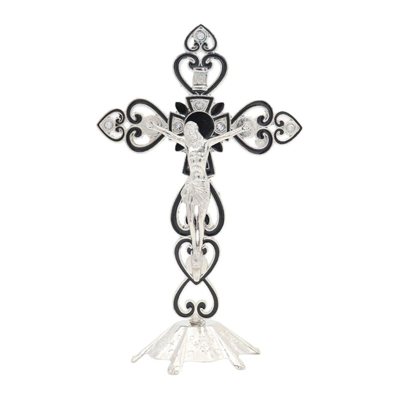 Crucifix Sculpture Cross Statue Catholic Figurine Standing Crucifix for Home Altar Living Room Table Bedroom
