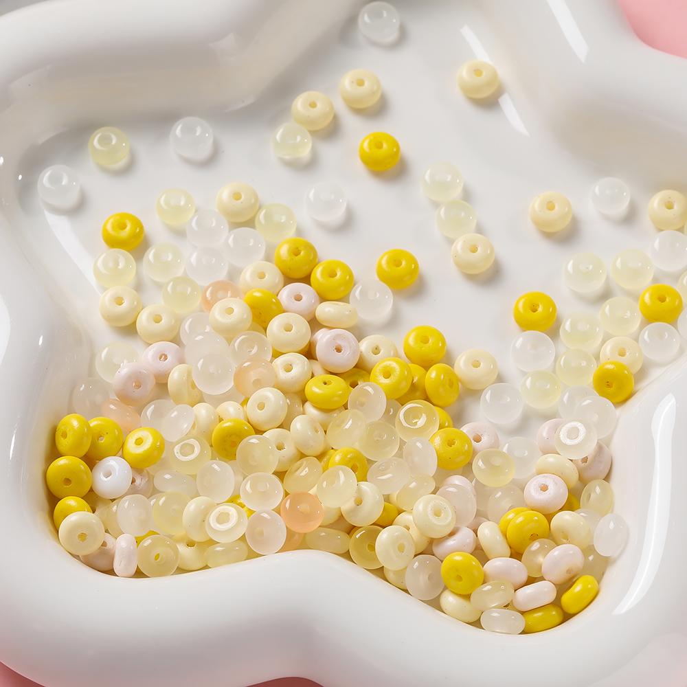 100pcs/lot Glass Imitation Jade Beads Flat Round Spacer Beads Mixed Bead for DIY Necklaces Bracelets Jewelry Making Accessories