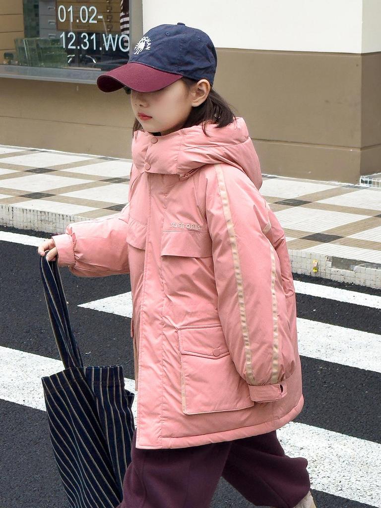 Girls' Winter Down Jacket: Mid-Length, Thickened, 90% Down, Suitable for Medium and Large Sizes - Style 2025.