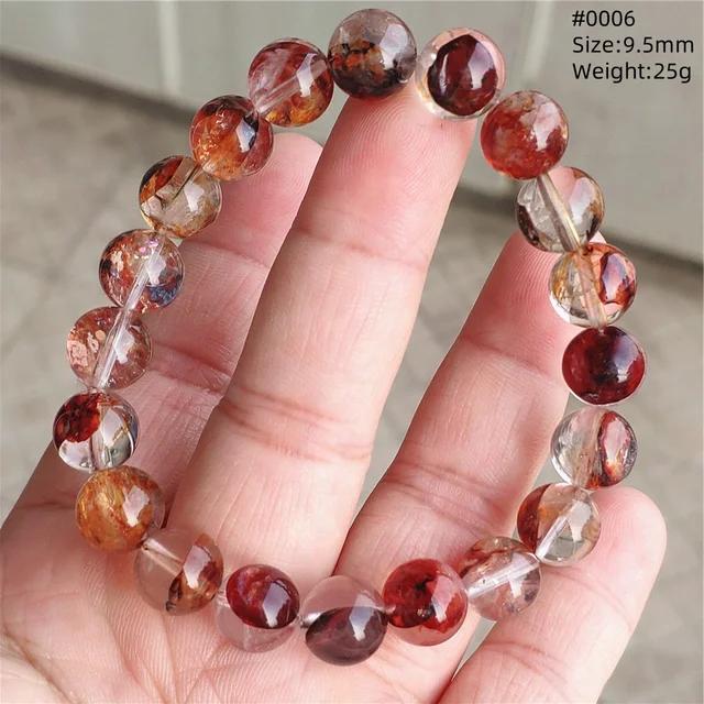 Natural Red Limonite Quartz Trendy Strand Bracelet Rare Stretch Yellow Phantom Round Beads Women Men Jewelry AAAAA