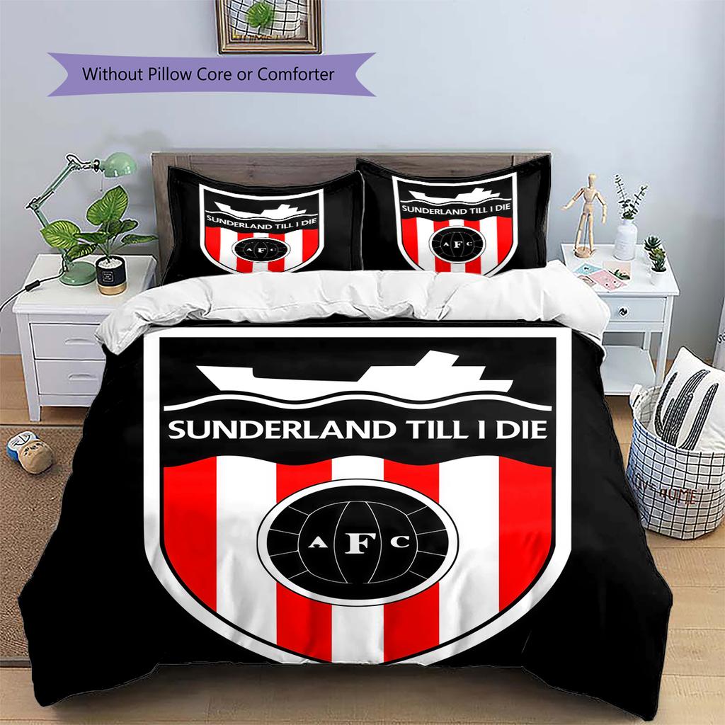Sunderland AFC Pattern Bedding Home Decoration Birthday Gift (1 * duvet cover + 2 * pillowcase, without core)