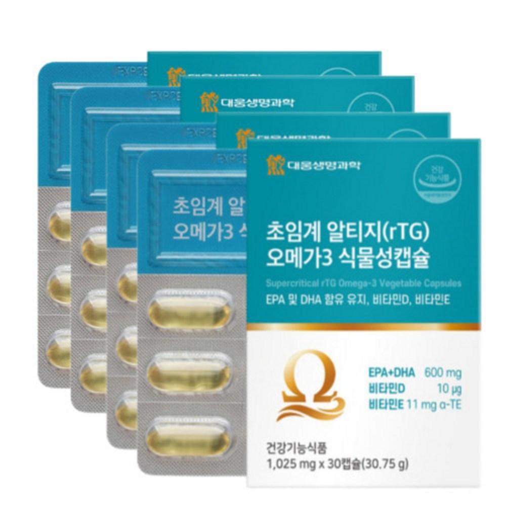Daewoong Supercritical rTG Omega-3 Vegetable Capsules 1025mg X 30 Capsules 4 Boxes