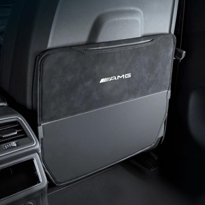 ZQE1 Car Logo Seat Back Protection Mat Prevent Dirty Anti Kick Pad For Mercedes Benz W211 W203 W204 W210 W124 AMG W202 W212 W222